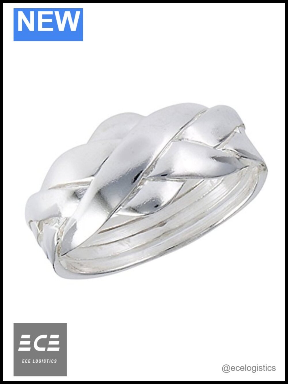 925 Sterling Silver Criss Cross Knot Band Ring High Polish